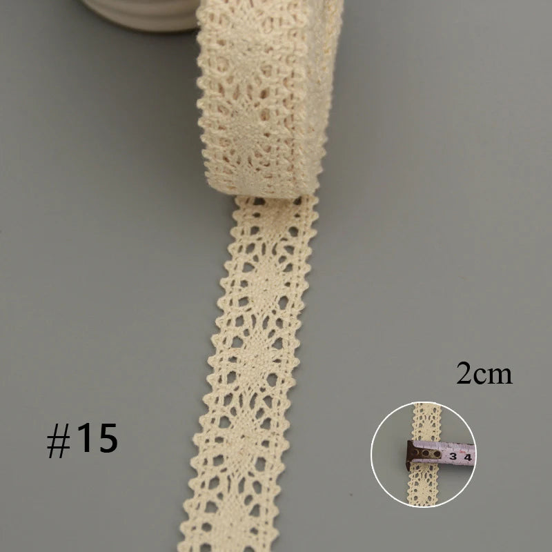 5 Meters Cotton Lace Trim Ribbon Beige Sewing Trim Lace Ribbon Crochet Lace Fabric DIY Wedding Party Craft Christmas Gift Decor