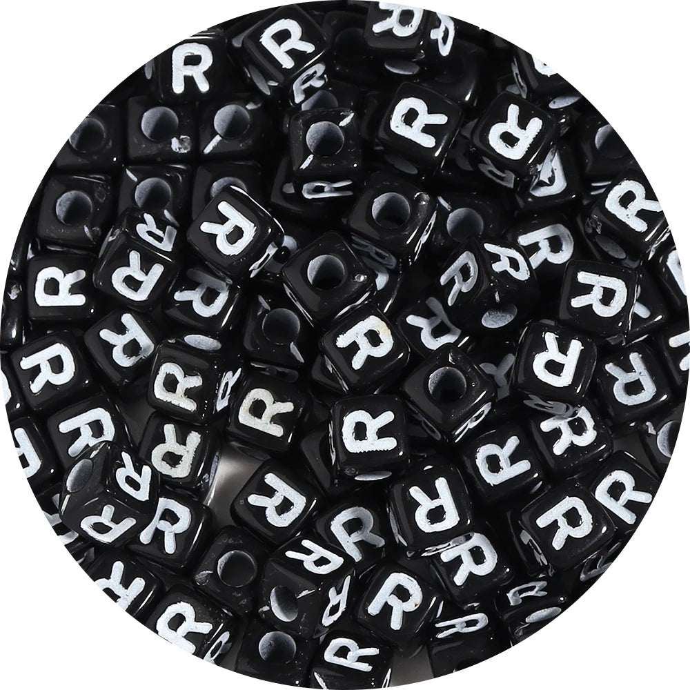 4.5/10mm Charm Square Black Letter Acrylic Beads Cube Loose Spacer Alphabet Beads For Jewelry Making Diy Handmade Supplies