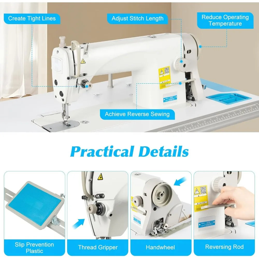 Sewing Machine with Multiple Needle Positions 110V 550W Thick Stuff Sewing Machine with Large Double-Thread Rotary Hook
