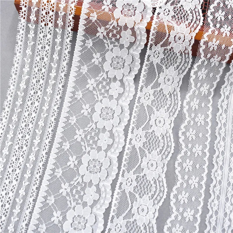 Best Selling 10yards 38kinds Color  White Lace Ribbon Woven Band French African Lace Wedding Fabric DIY Clothing/gift Wrapping