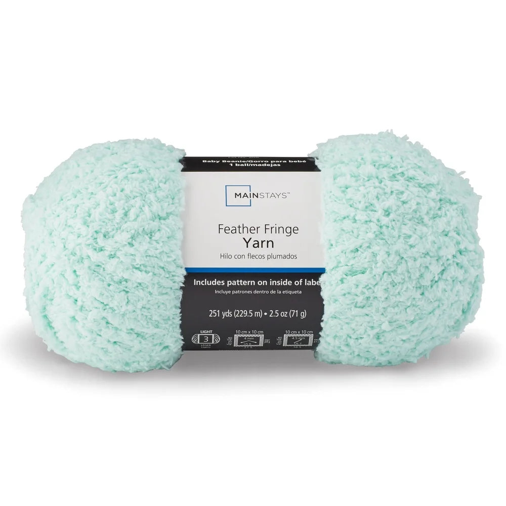 Feather Fringe Yarn Opaline Green 251yd 100% Polyester Lightweight Knitting Yarn Pack of 3 Blankets Scarves Hats Sweaters