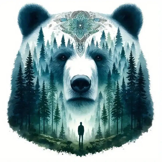 DIY Beaded 11CT Cross Stitch Set Bear Animal Beads Embroidery Kit Tree Landscape Sewing Crafts Perfect Gift Idea Handmade Gift