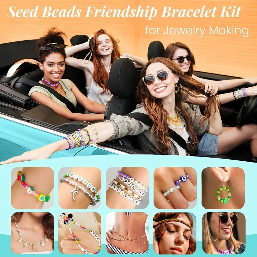 4mm Glass Seed Beads Friendship Bracelet Kit 15500pcs 96 Colors 6 0 Small Beads for Bracelet Making Kit Waist Bead with String