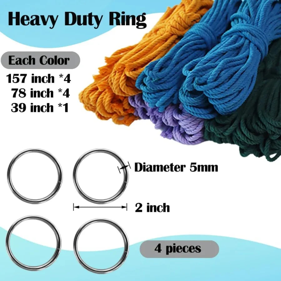 Macrame Plant Hanger Kit with Instruction Book Tutorials Metal Rings 4mm Macrame Cord Green Purple Orange Blue PreCutted for Ma