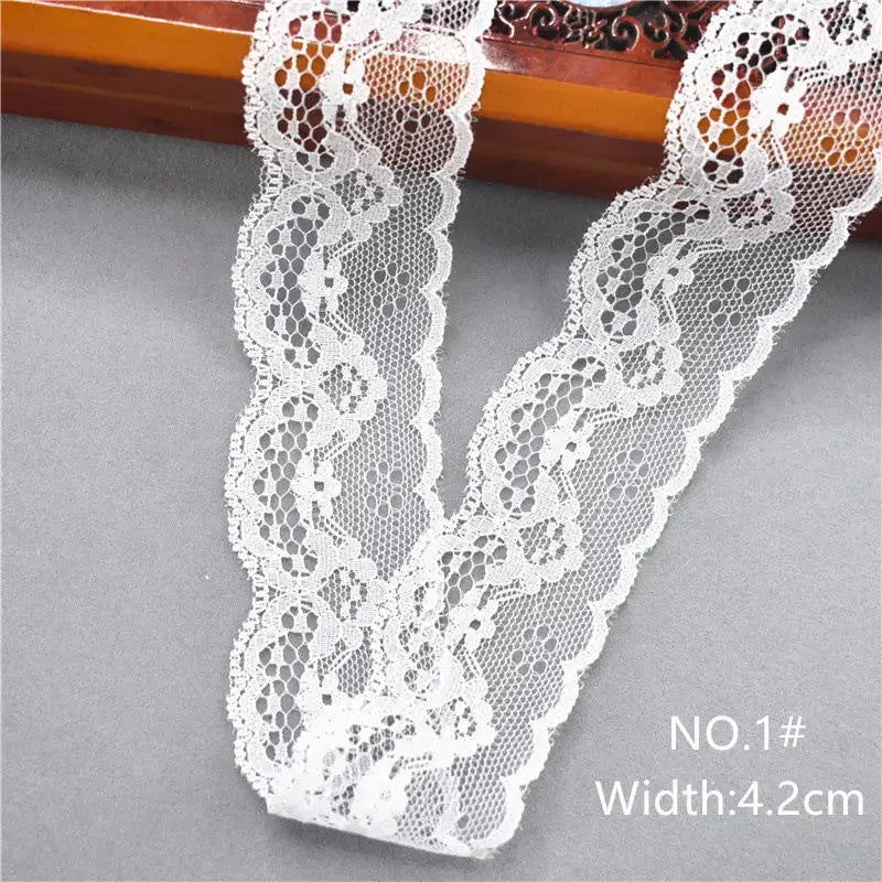 Best Selling 10yards 38kinds Color  White Lace Ribbon Woven Band French African Lace Wedding Fabric DIY Clothing/gift Wrapping