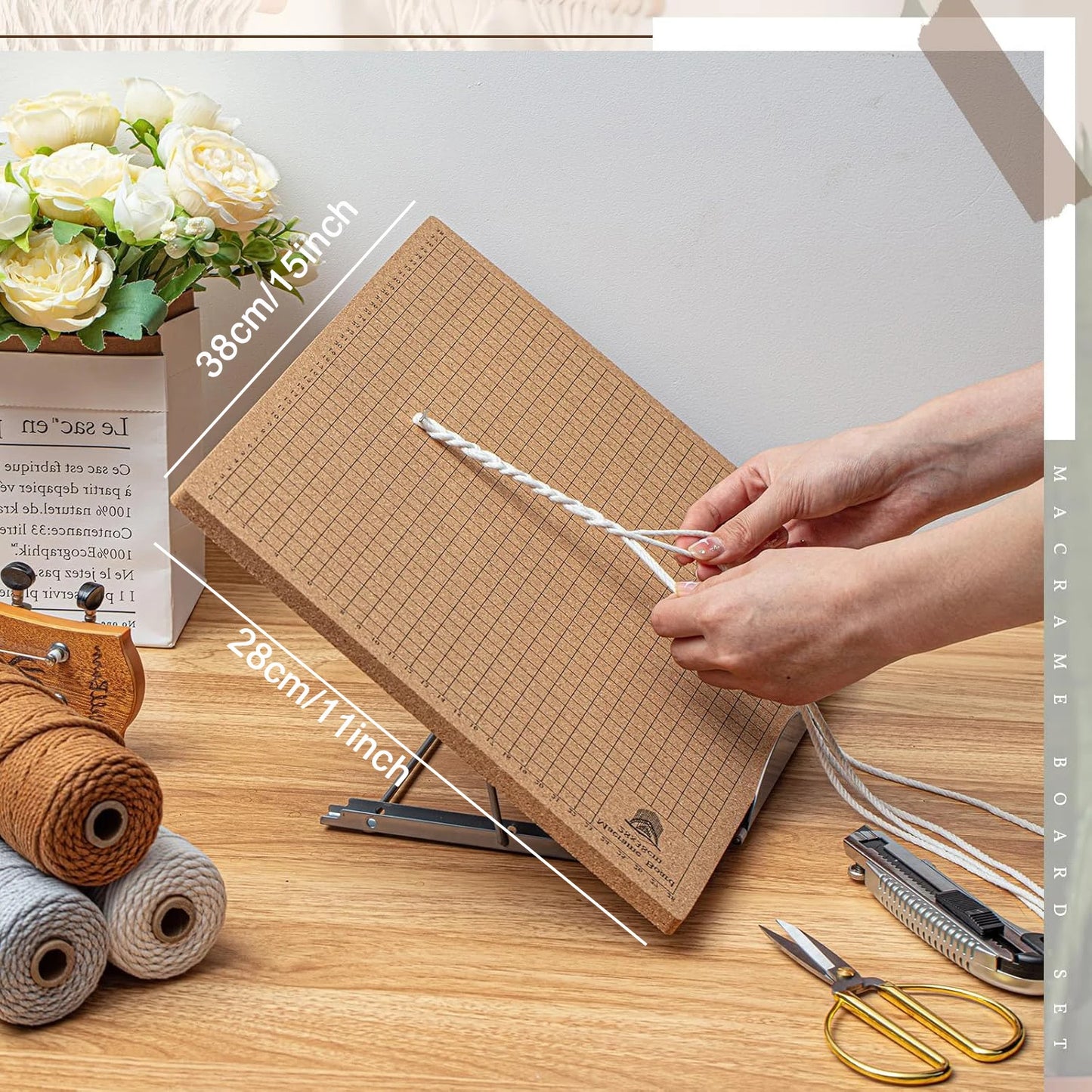 Macrame Board Stand Kit Adjustable Macrame Tools Tassel Board Set Braiding Craft Auxiliary Board For Securing DIY knitting