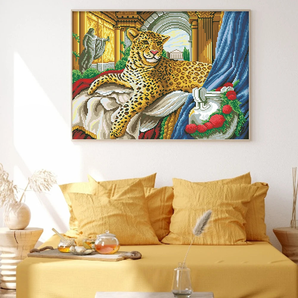 Full Embroidery Beads Printed 9CT Animal Cross Stitch Kit Home Art Craft Bead Embroidery Wall Hanging for New Year Gift