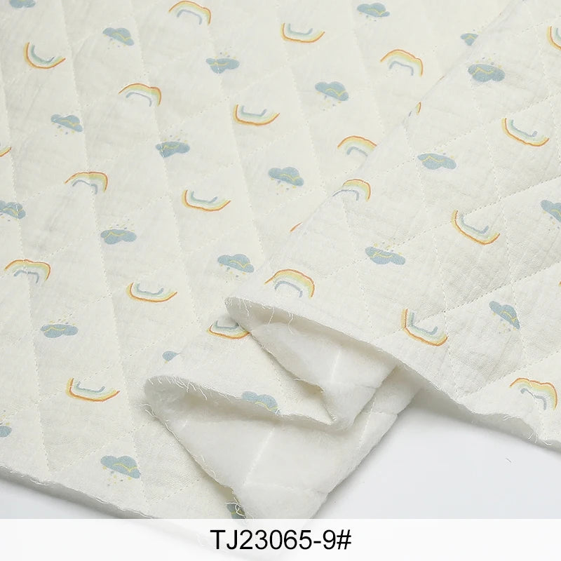 0.5m/2m Thicken Pure Cotton Double-layer Crepe Quilted Cotton Printed Fabric for Sewing Children's Clothing Blankets DIY Fabrics