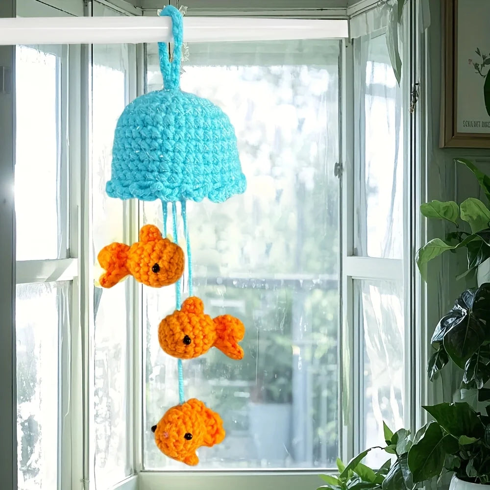 1pc Goldfish Wind Chime Crochet Kit, Amigurumi Knitting Kit, Including Yarn, Hook, Step-by-Step Video Tutorials And Instruction