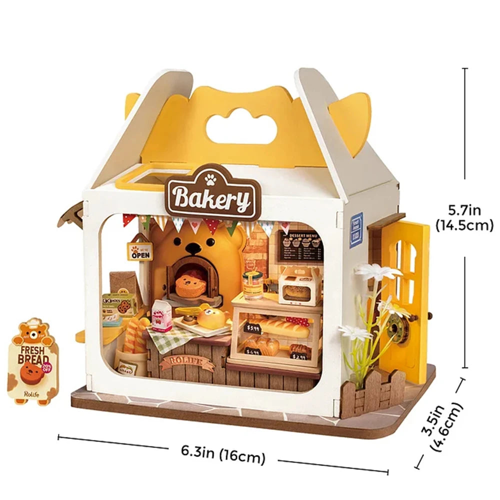 Rolife Miniature Doll House  Food Box Shop DIY Miniature House Kit Diorama House Building Set with LED Room
