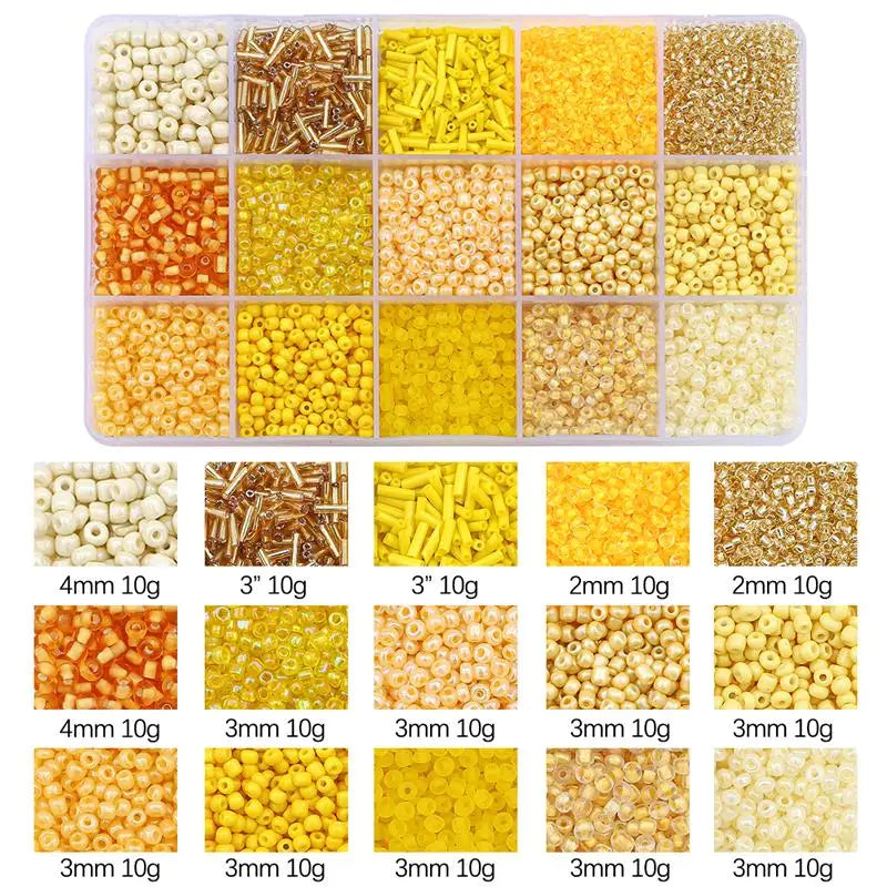 15 Colors Glass Beads Set for Bracelet Making Spacer Loose Beads with Storage Box Tube Beads Kit for DIY Craft Necklace Charms