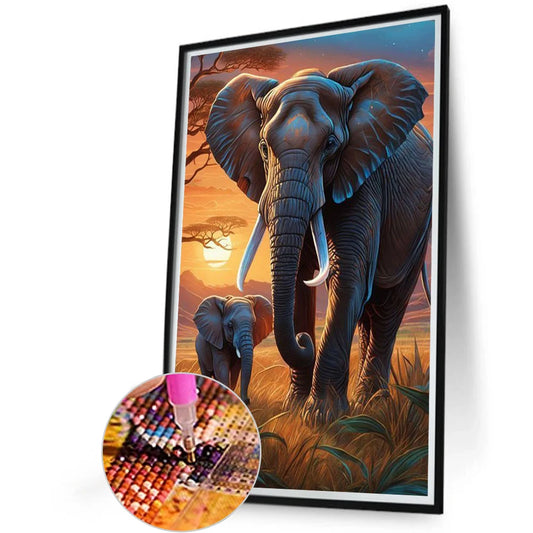 5D DIY Full Round Drill Diamond Painting Elephant Home Decor Art Craft 40x60cm
