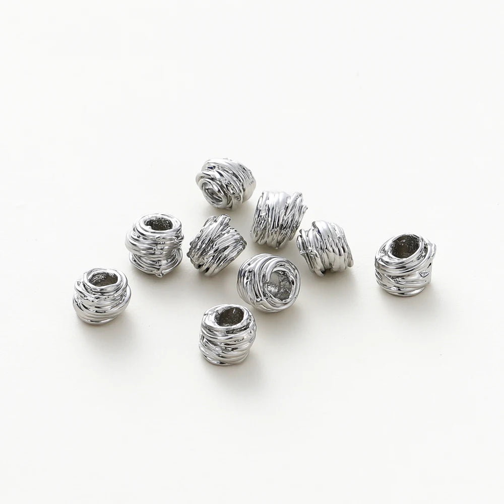 10/30/50Pcs/Pack 14K/18K Gold Plated Brass Weaving Ball Spacer Beads For DIY Bracelet Necklace Jewelry Making Accessories