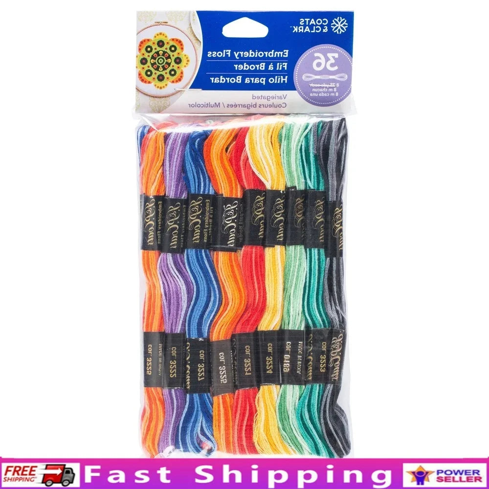 24 Skeins Embroidery Floss Value Pack 100% Cotton Mercerized Thread 8.75 Yards Neon Shades for Craft Projects