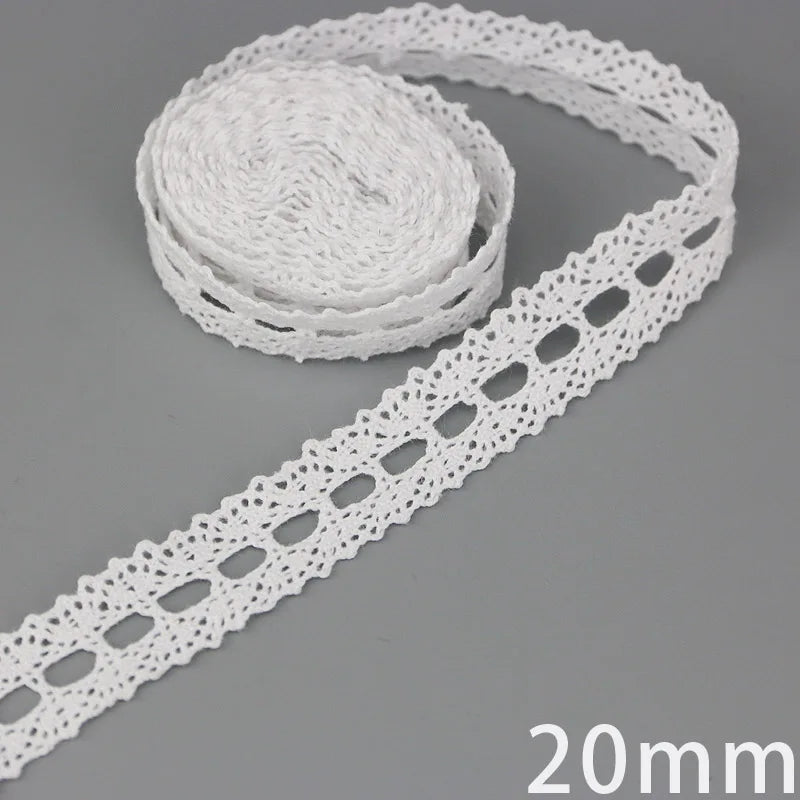 Cotton Lace Ribbon Beige DIY Handmade Wedding Party Craft Gift Packing Patchwork Crocheted Lace (5 meters/lot)