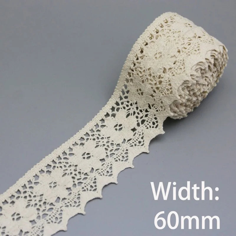 Cotton Lace Ribbon Beige DIY Handmade Wedding Party Craft Gift Packing Patchwork Crocheted Lace (5 meters/lot)
