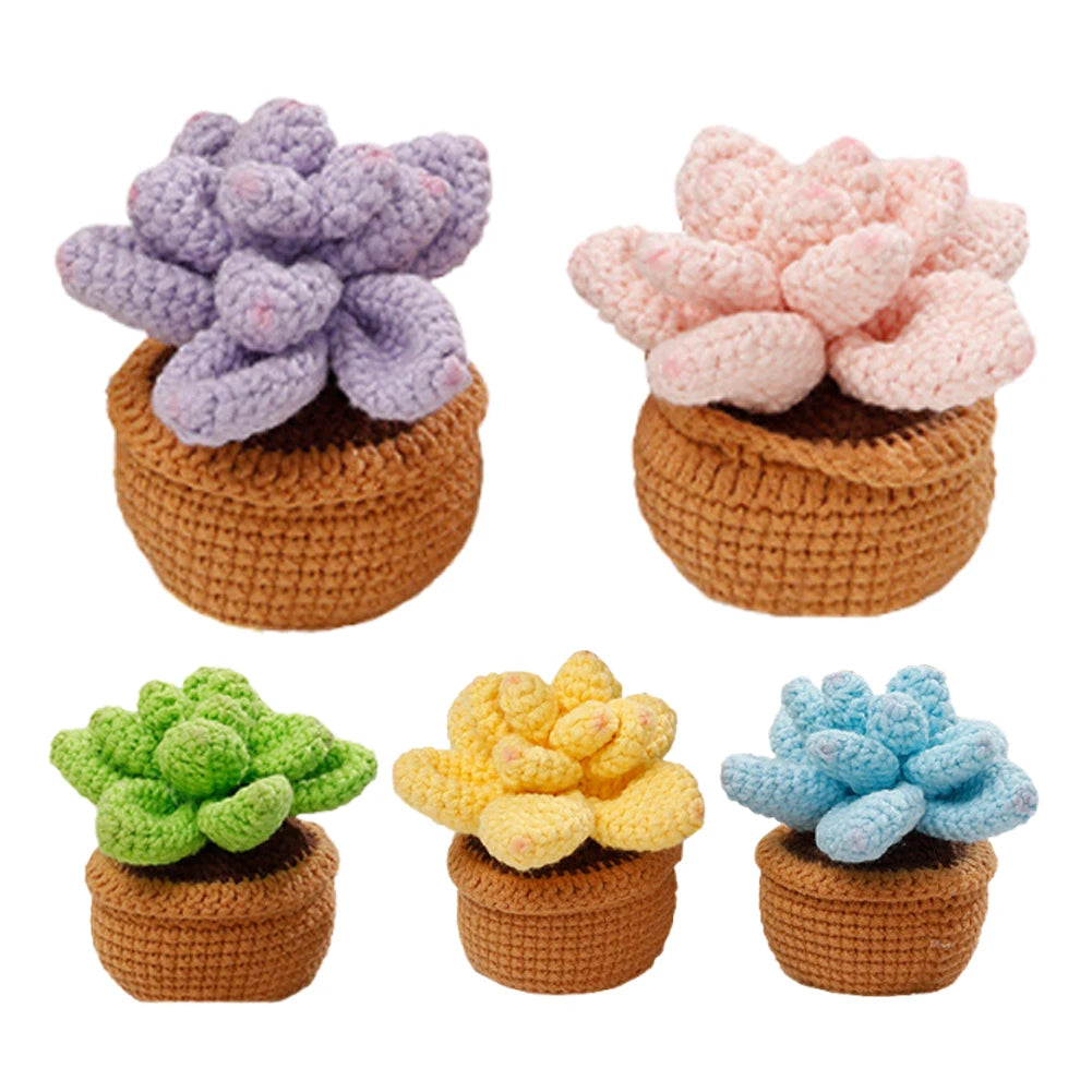 4Pcs Potted Plants Crochet Starter Kit DIY Crochet Set with Step-by-Step Video Tutorials for Beginners Adults
