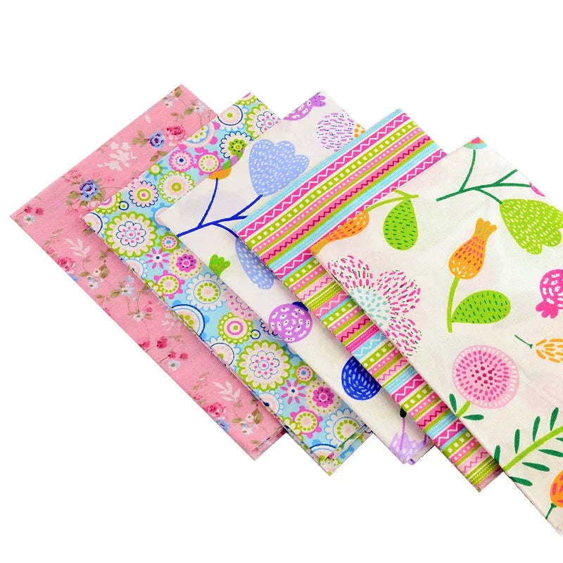 Teramila 5 PCS/Pack Cotton Fabirc Flower Printed Cloth For Hair Bows Sewing Quilt Doll Costume, Scrapbook Decoration Accessories