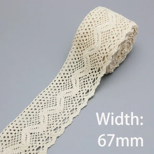 Cotton Lace Ribbon Beige DIY Handmade Wedding Party Craft Gift Packing Patchwork Crocheted Lace (5 meters/lot)