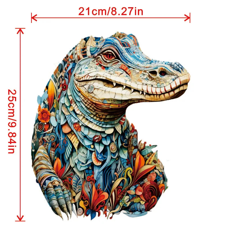 Crocodile Wooden Jigsaw Puzzles Adult, Animal Natural Wood Puzzle, Best Christmas Gift And Family Games Magic Puzzle, Toys, Deco