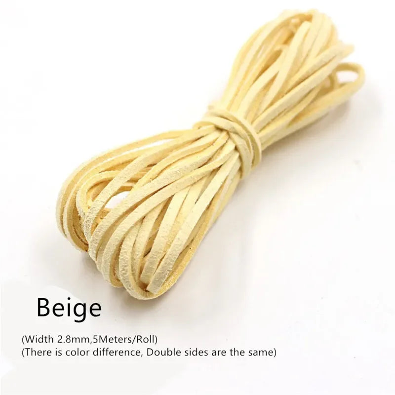 3MM 5M Micro-Fiber Flat Leather Lace Beading Thread Faux Suede Cord String Velvet Beading Supplies