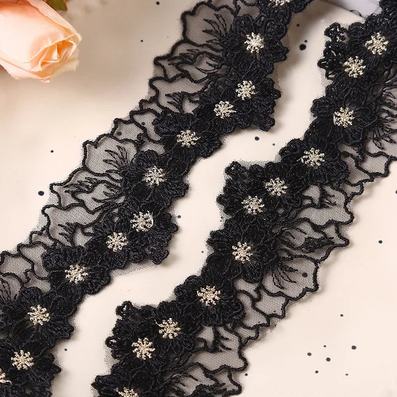5yards Blue White Purple Lace Fabric Guipure Embroidery Ribbon Trim Sewing Applique 6CM Wide