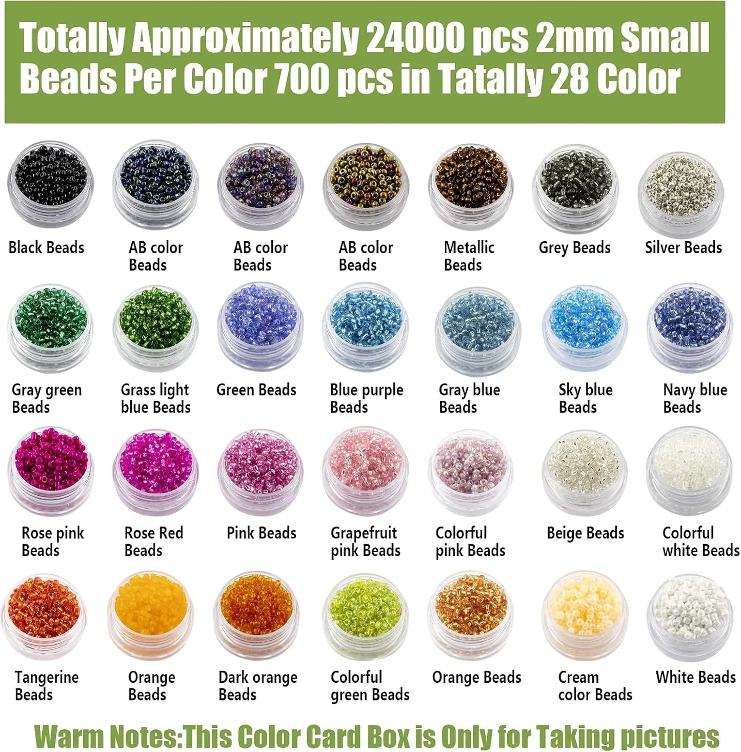 2mm Glass Seed Beads Kit, with 28 Colors Small Beads Kit for Girls,Women and Adults,Bracelets, Necklaces,Earring,Jewelry Making