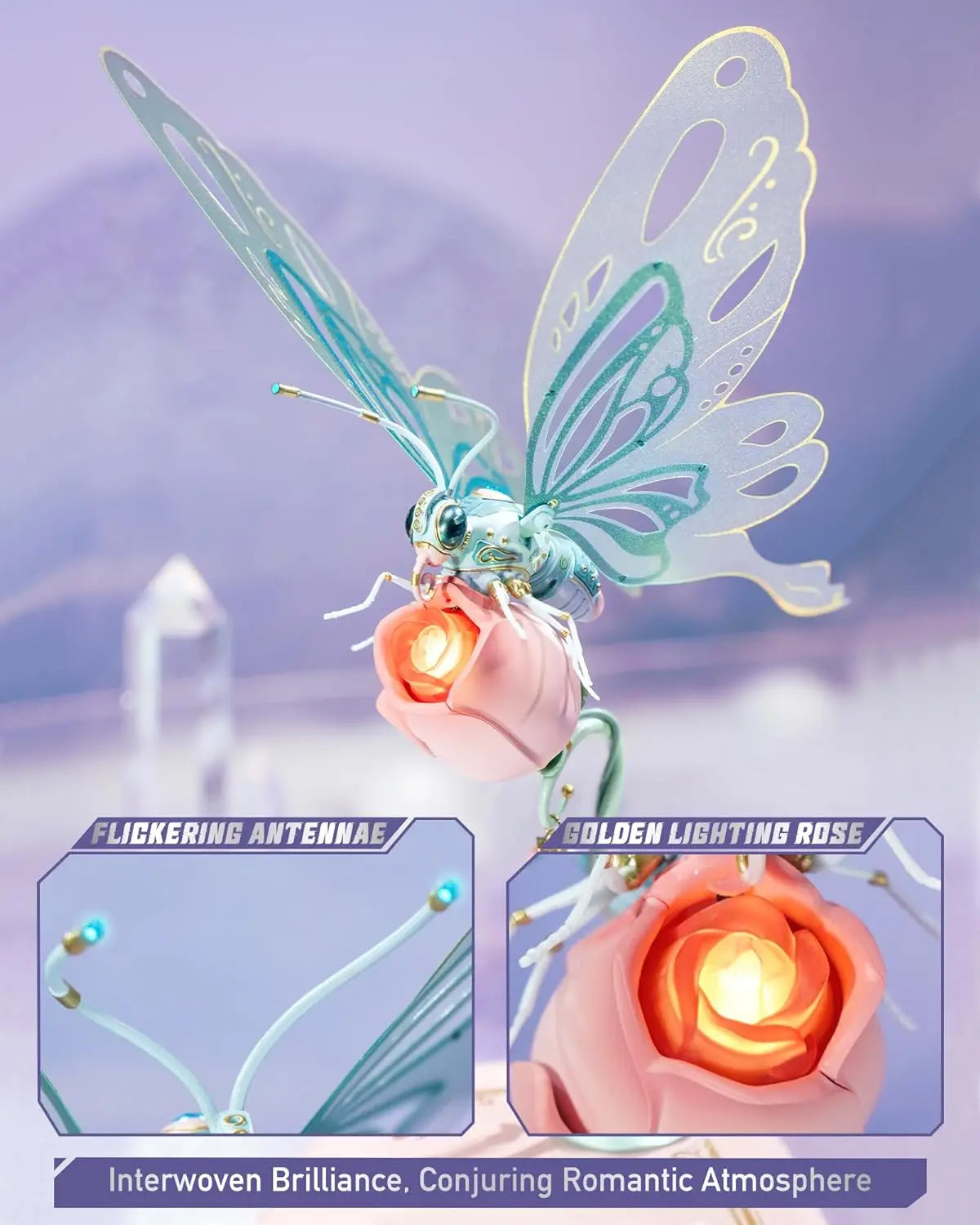 Robotime Rokr 3D Metal Puzzle Butterfly with LED Light of Industrial-style Building Block gift for Kids