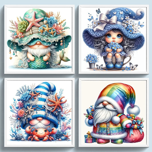 Full Embroidery cotton Thread 11CT Printed Gnome Cross Stitch Kit Art