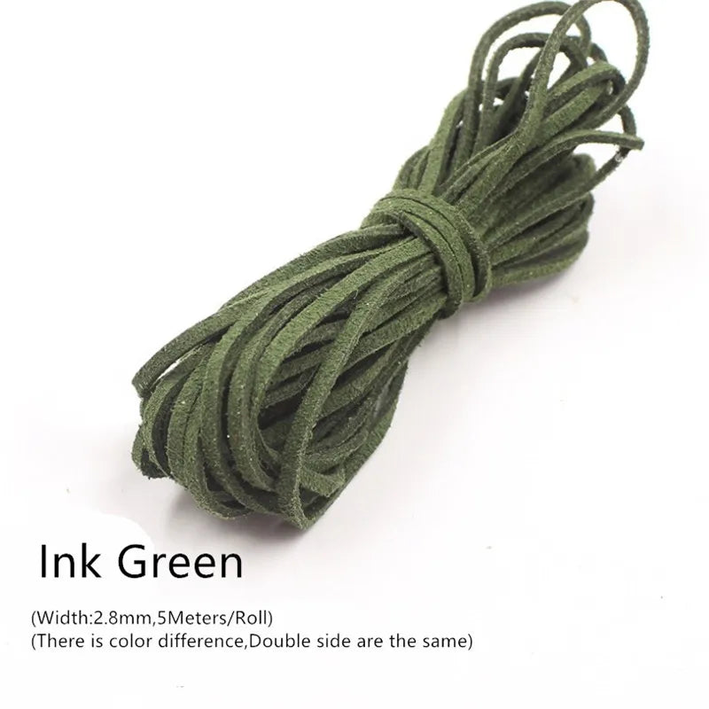 3MM 5M Micro-Fiber Flat Leather Lace Beading Thread Faux Suede Cord String Velvet Beading Supplies