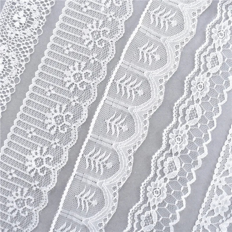 Best Selling 10yards 38kinds Color  White Lace Ribbon Woven Band French African Lace Wedding Fabric DIY Clothing/gift Wrapping