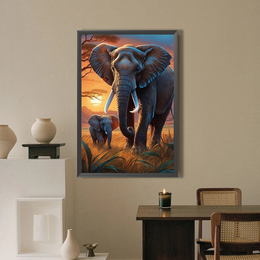 5D DIY Full Round Drill Diamond Painting Elephant Home Decor Art Craft 40x60cm