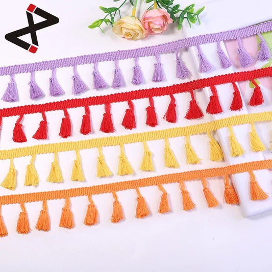 10 yards Lace Trim Sewing Ribbon Tassel Fringe Cotton Ethnic Latin Dress Stage Garment Curtain Decorative Diy