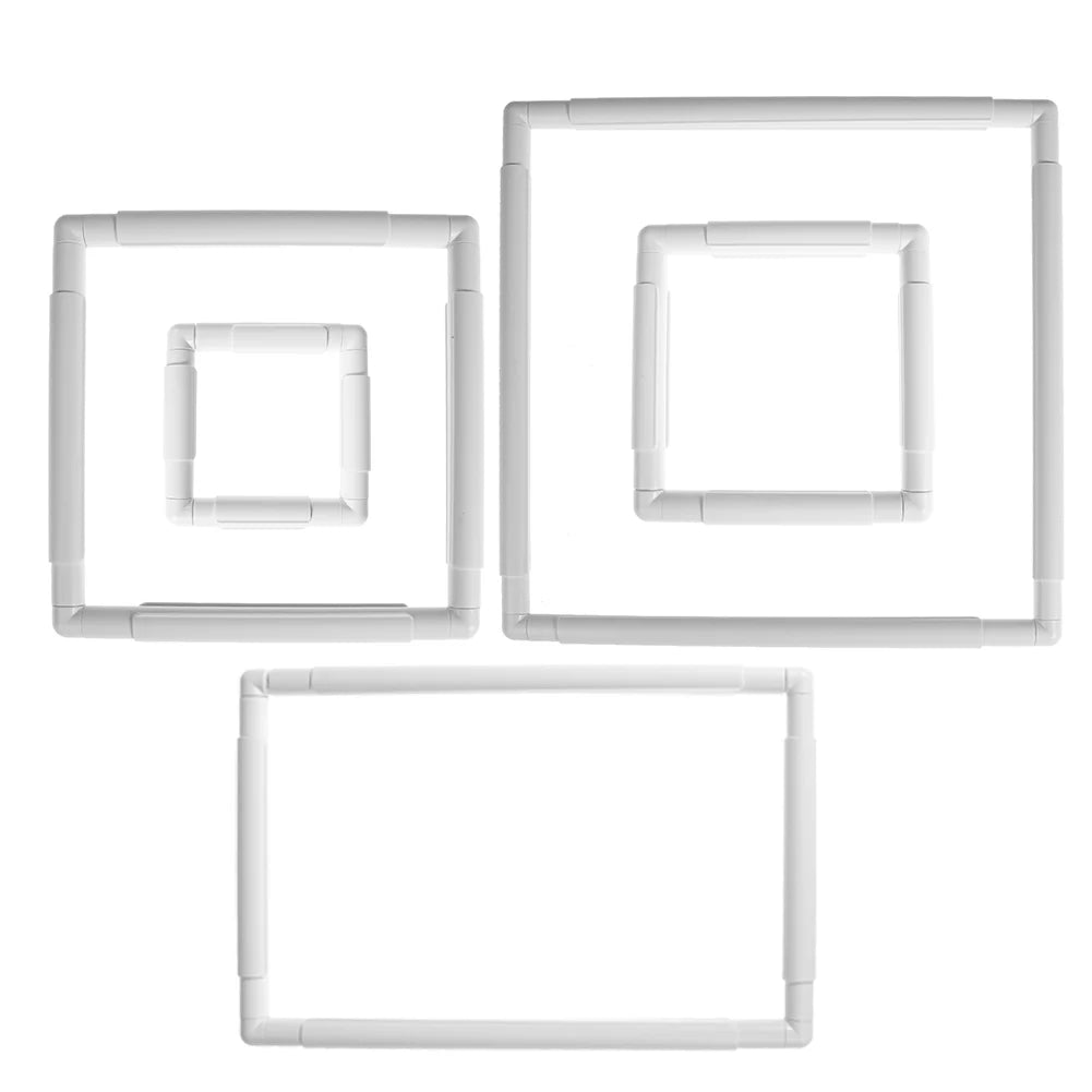 PP Cross Stitch Frame White Square Shape Quilting Frames DIY Craft Need Assembled for Cross Stitching Quilting for Sewing