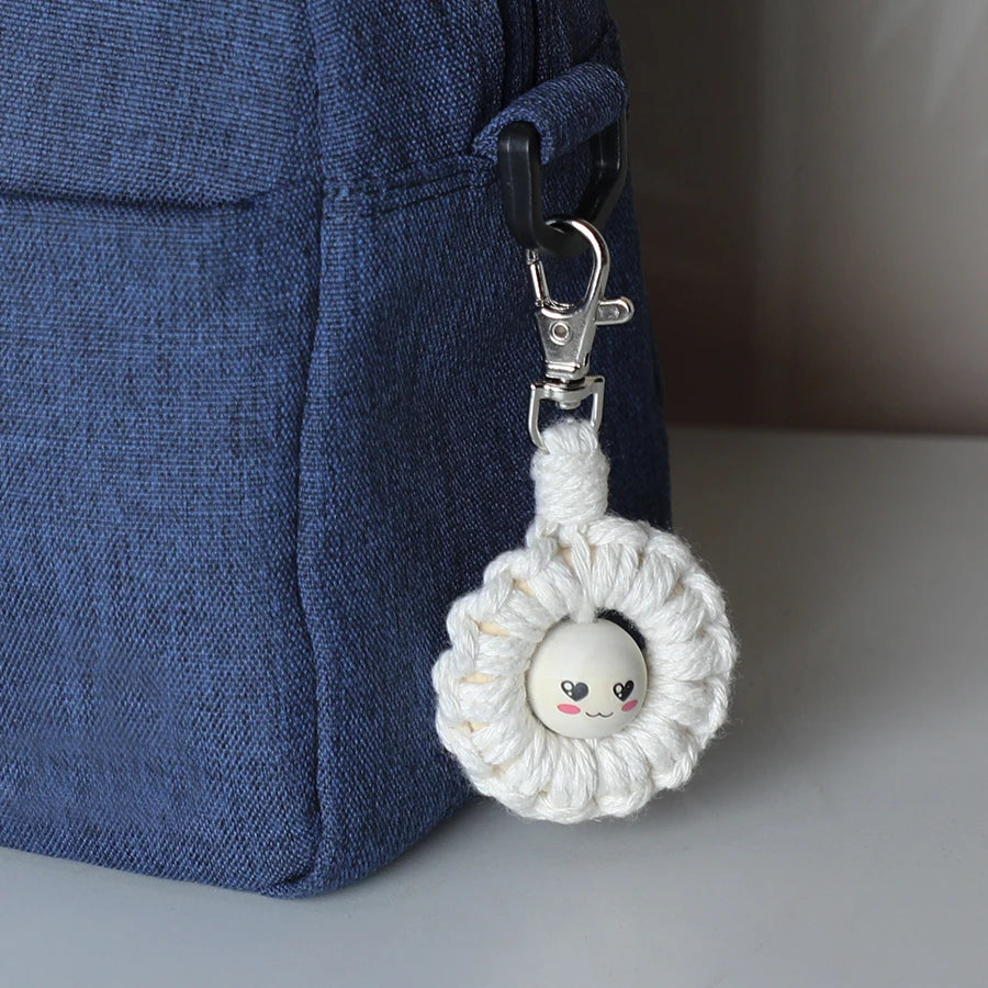Handmade Knitting Smiley keychain Macrame Kit With Tutorial For Beginner Hand DIY Smiley key Chain Cell Phone Lanyard Pendant