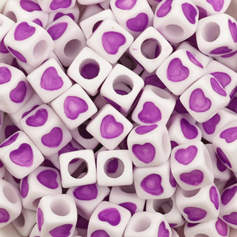 100Pcs/Lot Trendy  Acrylic Square Alphabet Beads Large Hole Letter Loose Spacer Bead Jewelry Handmade Bracelet Making Supplies