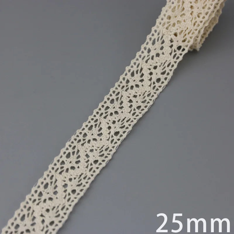 Cotton Lace Ribbon Beige DIY Handmade Wedding Party Craft Gift Packing Patchwork Crocheted Lace (5 meters/lot)