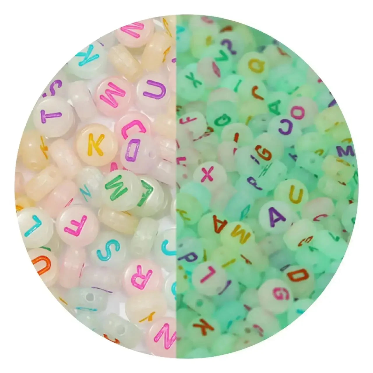 100/200/300/500pcs Acrylic Luminous Beads Round Heart Flower Square Alphabet Beads For Jewelry Making Diy Bracelet Accessorie