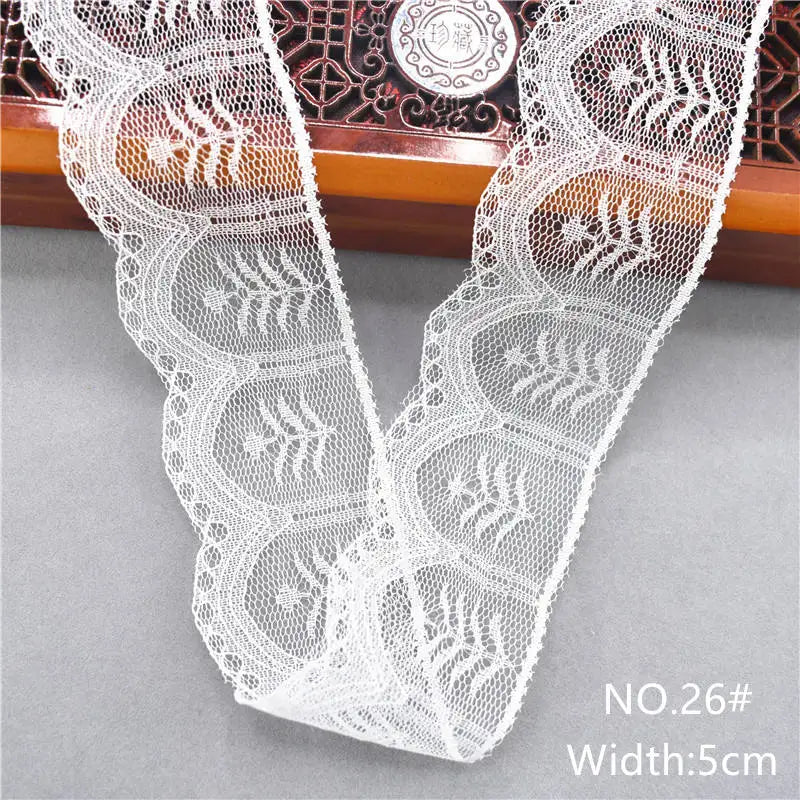 Best Selling 10yards 38kinds Color  White Lace Ribbon Woven Band French African Lace Wedding Fabric DIY Clothing/gift Wrapping