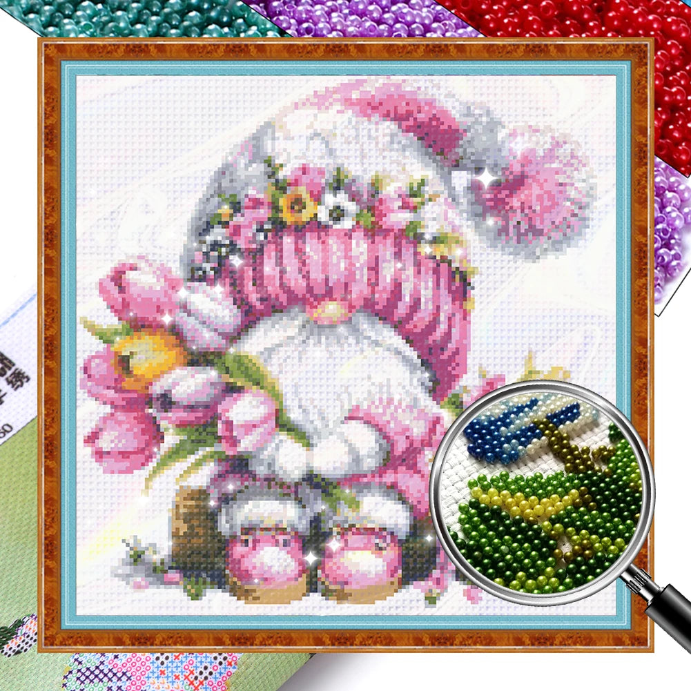 Partial Embroidery Bead 39x39cm Gnome 9CT DIY Cross Stitch Kit for Bedroom Home