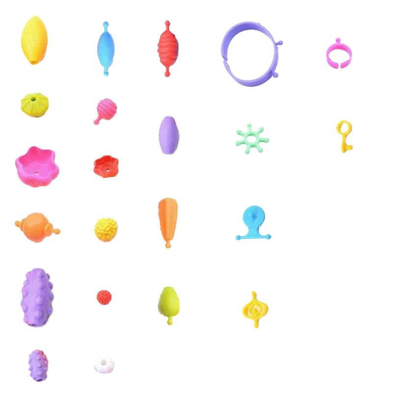 Popular Beaded Jewelry DIY Set Handmade Button Beaded Toy Necklace, Bracelet, Ring, Family Party Gifts