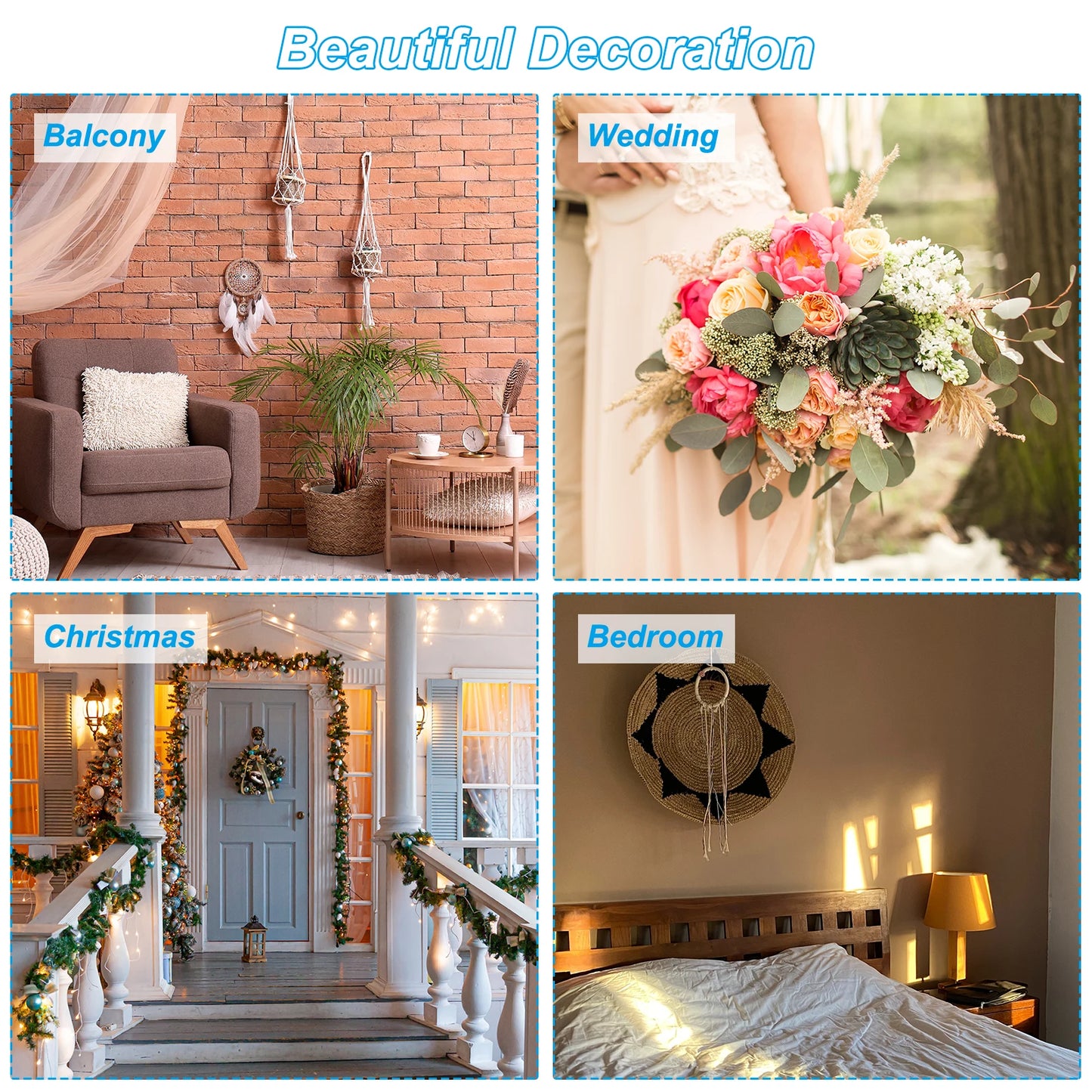 Dream Catcher Rings Set 3 Sizes Metal Macrame Wreath Floral Round Ring Hoop for Home Car DIY Craft Wall Decoration Silver