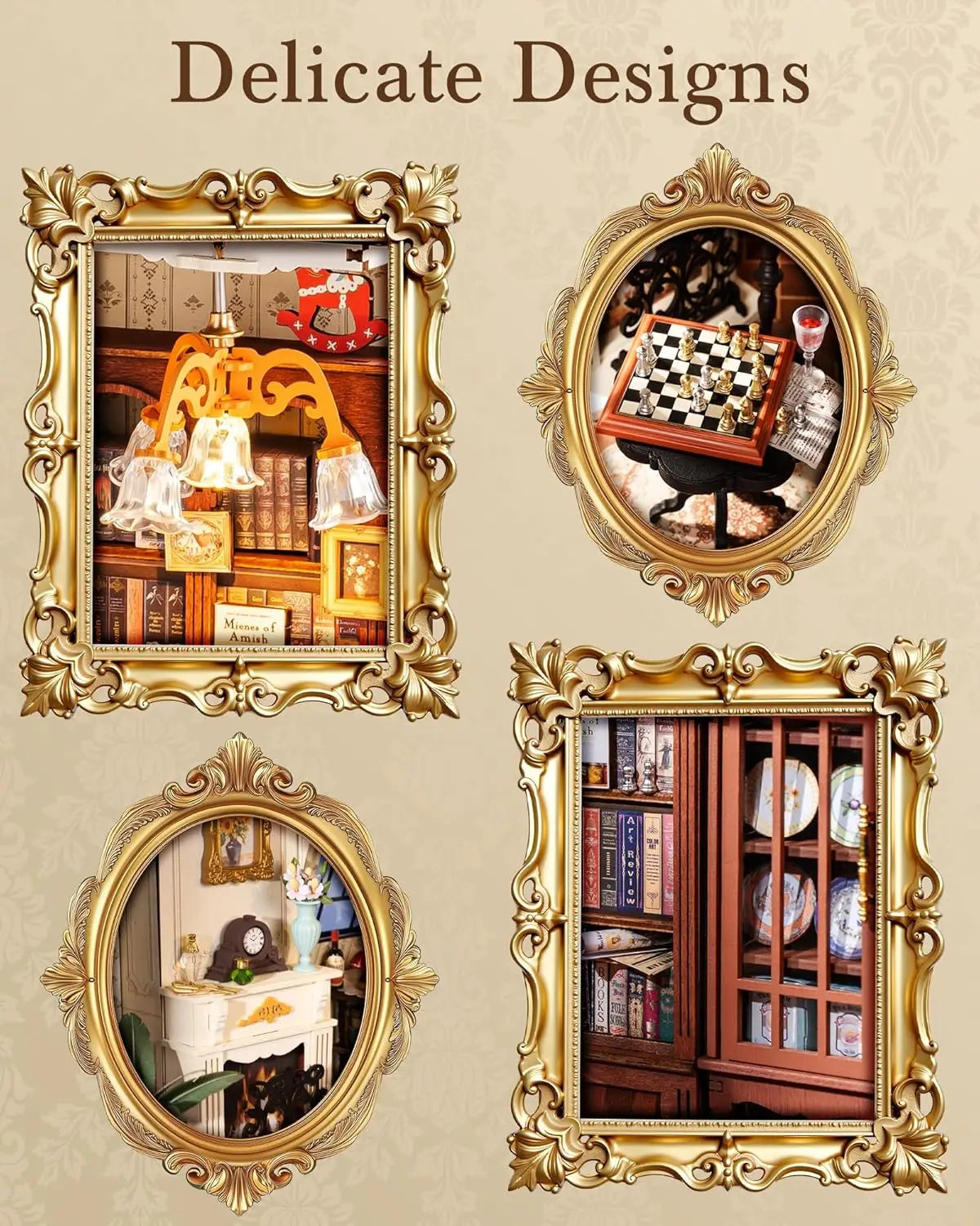 Robotime Rolife Catherine's Living Room DIY Miniature House Kit Wooden Dollhouse Model Building Kit With LED and Furniture DG175