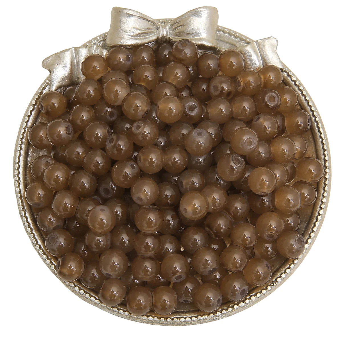 4/6/8/10mm Jelly Painted Glass Imitation Jade Round Beads - DIY Jewelry (Bracelet/Necklace) & Accessories 100/50/20pcs/Pack