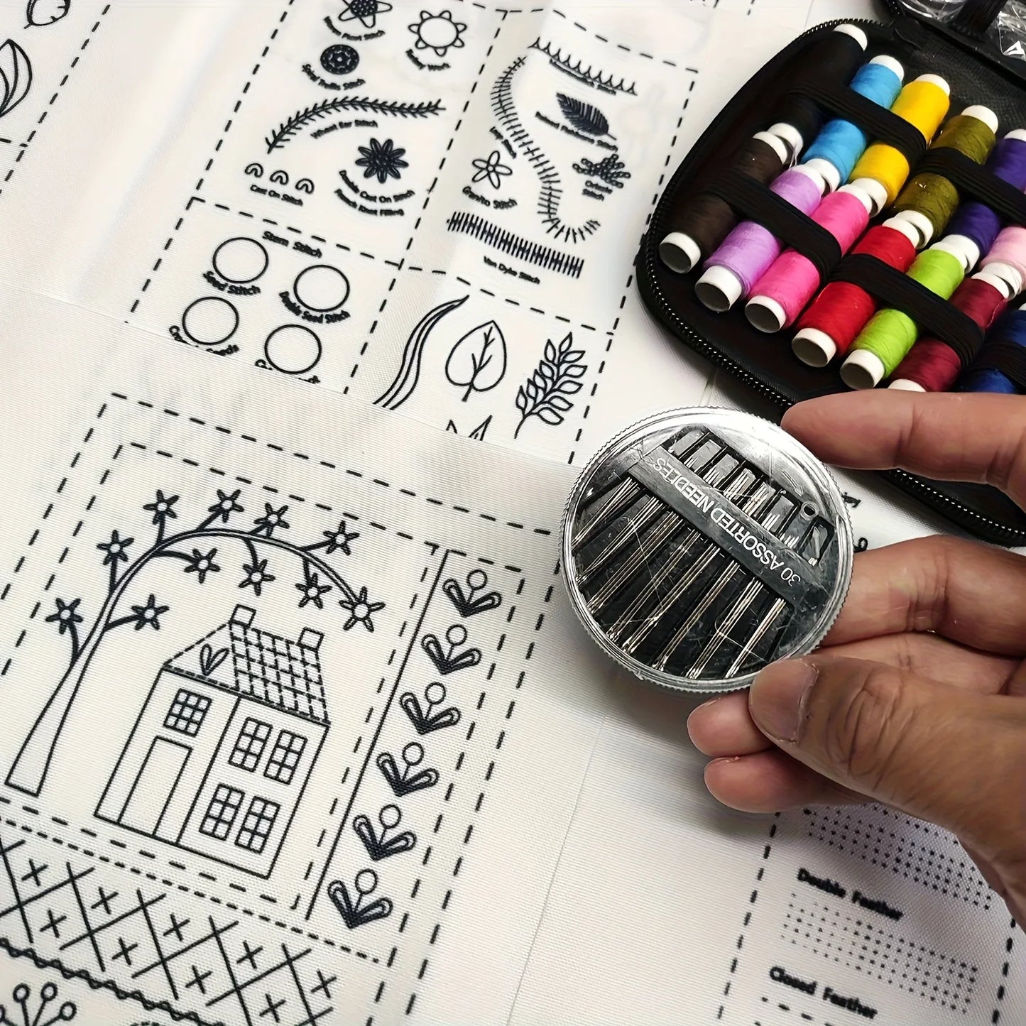 DIY Embroidery Stitch Book - Hand Sewing Guide for Beginners, Cross Stitch Patterns, Needlework Tutorial with Sampler Templates