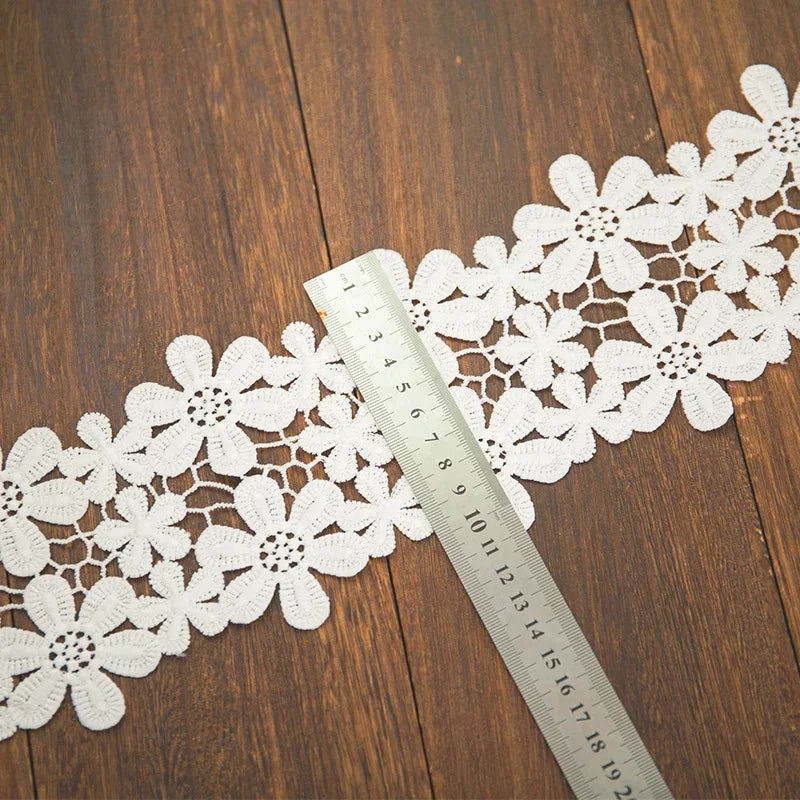 2Yards Exquisite Lace Cotton Embroidery Ribbon Lace Trim Skirt Sewing Accessories Clothing Decorative Materials High Quality