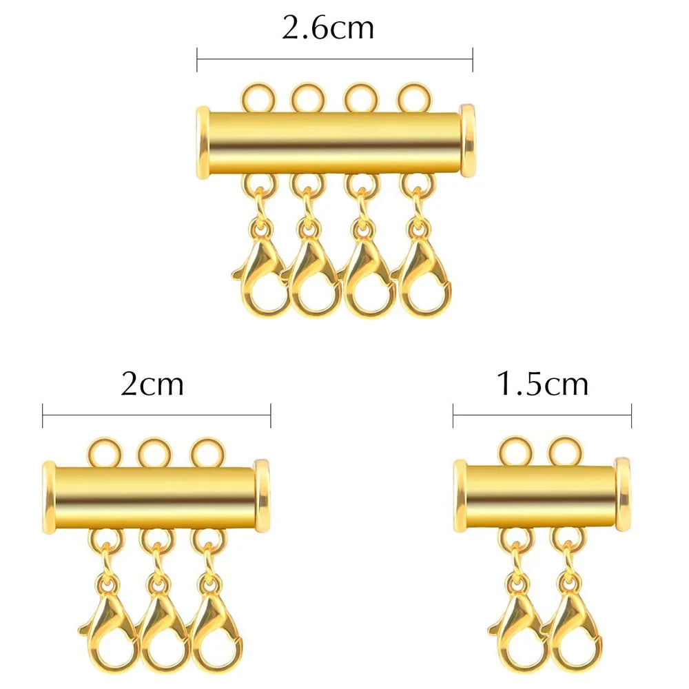 2pcs 2/3/4/5 Multi Strand Necklace Layer Lobster Clasp Slide Magnet Tube Connector Locks for Bracelet Jewelry Making Accessories