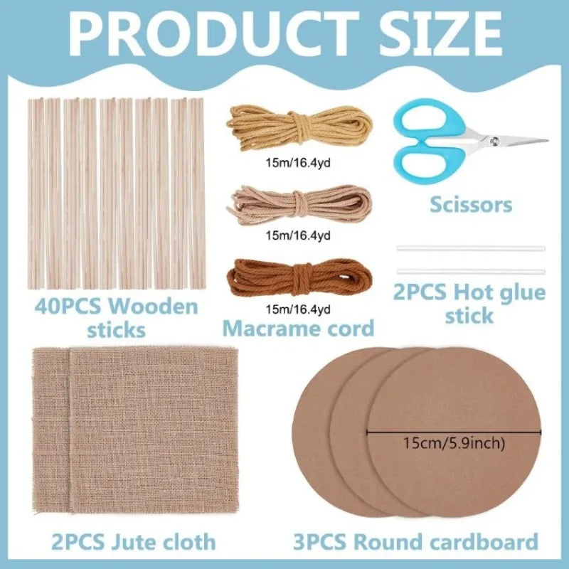 Macrame Basket Weaving Kit for Beginners, Complete Storage Basket Making Kit with Tutorial, DIY Craft Gift for Adults