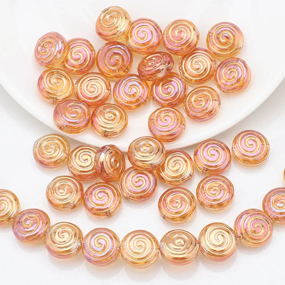 30Pcs 12mm Crystal Glass Round Loose Beads Screw thread Shape for Jewelry DIY Making Bracelet Earring Necklace Garment Decor