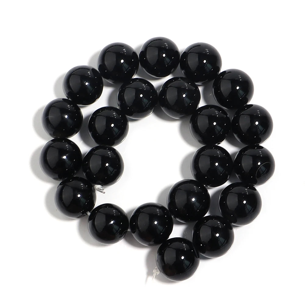 1 Strand Natural Stone Black Onyx Agate Round Loose Beads 2-20MM Pick Size For Crafts Making DIY Bracelet Necklace Accessories